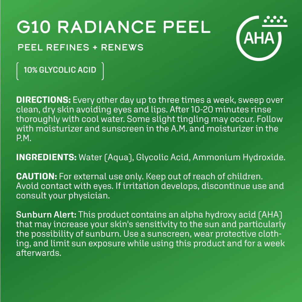 After use, skin appears smoother and brighter with DCL G10 Radiance Peel.