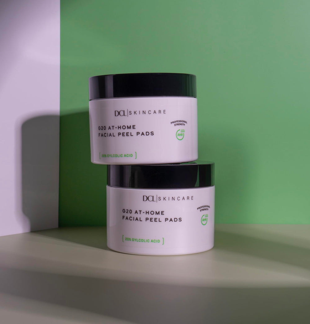DCL G20 Pads application wipe demonstrating easy and mess-free exfoliation