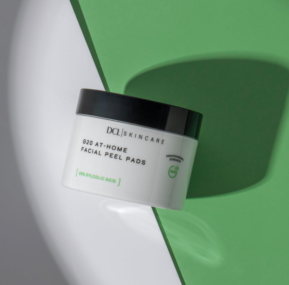 DCL G20 Pads twenty-percent glycolic closeup highlighting chemical exfoliation for glow