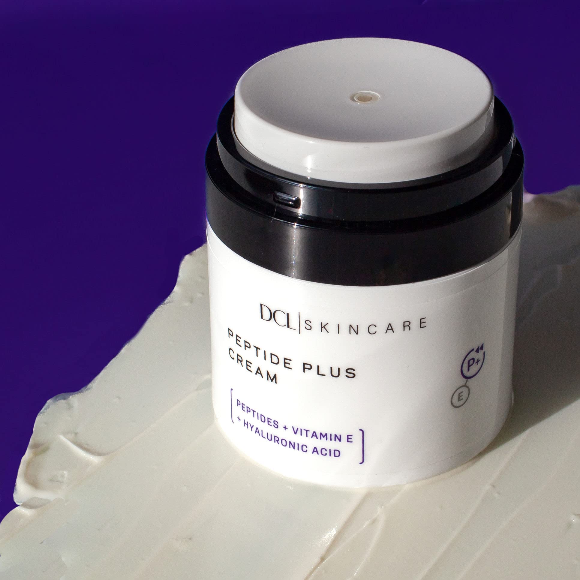 DCL Peptide Plus Cream peptide science graphic emphasizing advanced peptide technology.