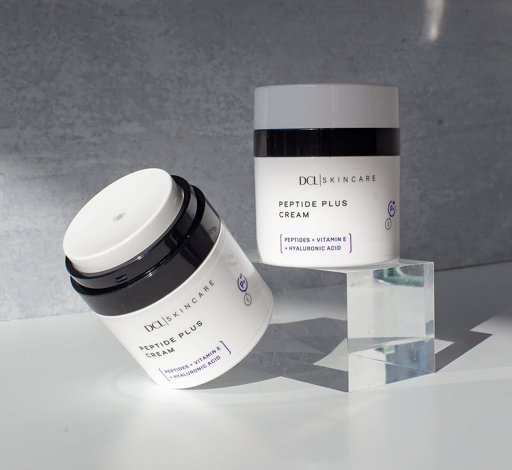 DCL Peptide Plus Cream with Vitamin E visual suggesting antioxidant care benefits.
