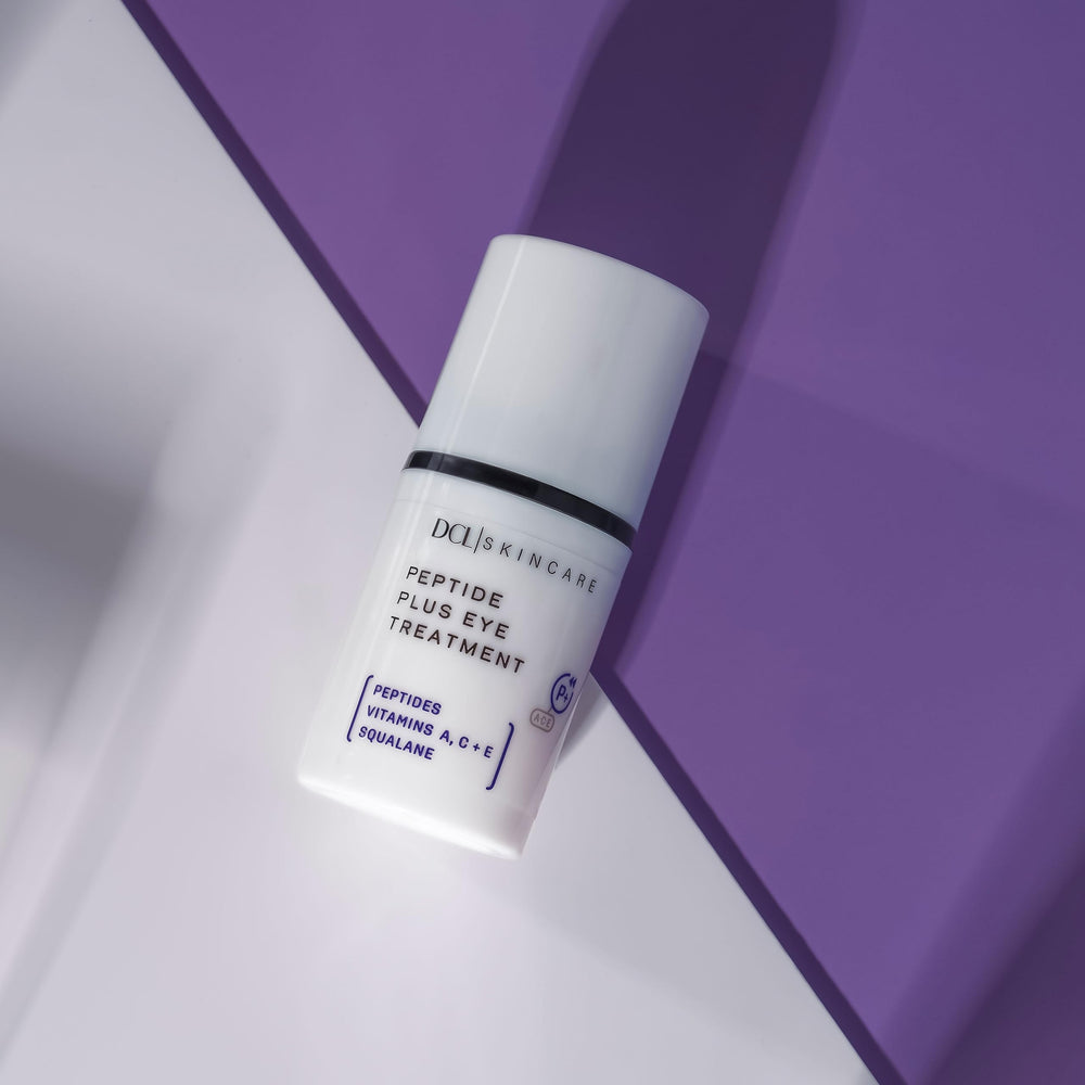 DCL Peptide Plus Eye Treatment being applied around the eye for smooth skin.
