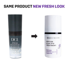 Close-up of DCL Peptide Plus Eye Treatment texture showing lightweight hydration.