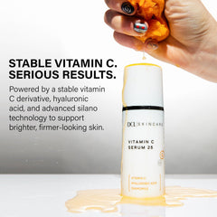 DCL Vitamin C Serum 25 label close-up highlights stability and premium formulation benefits.