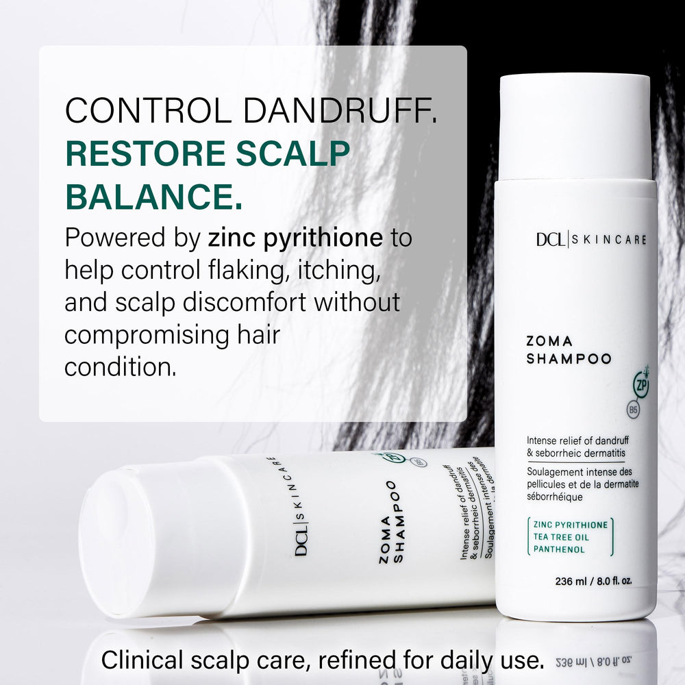 DCL Zoma dandruff shampoo pump dispenser for easy, even application and lather.