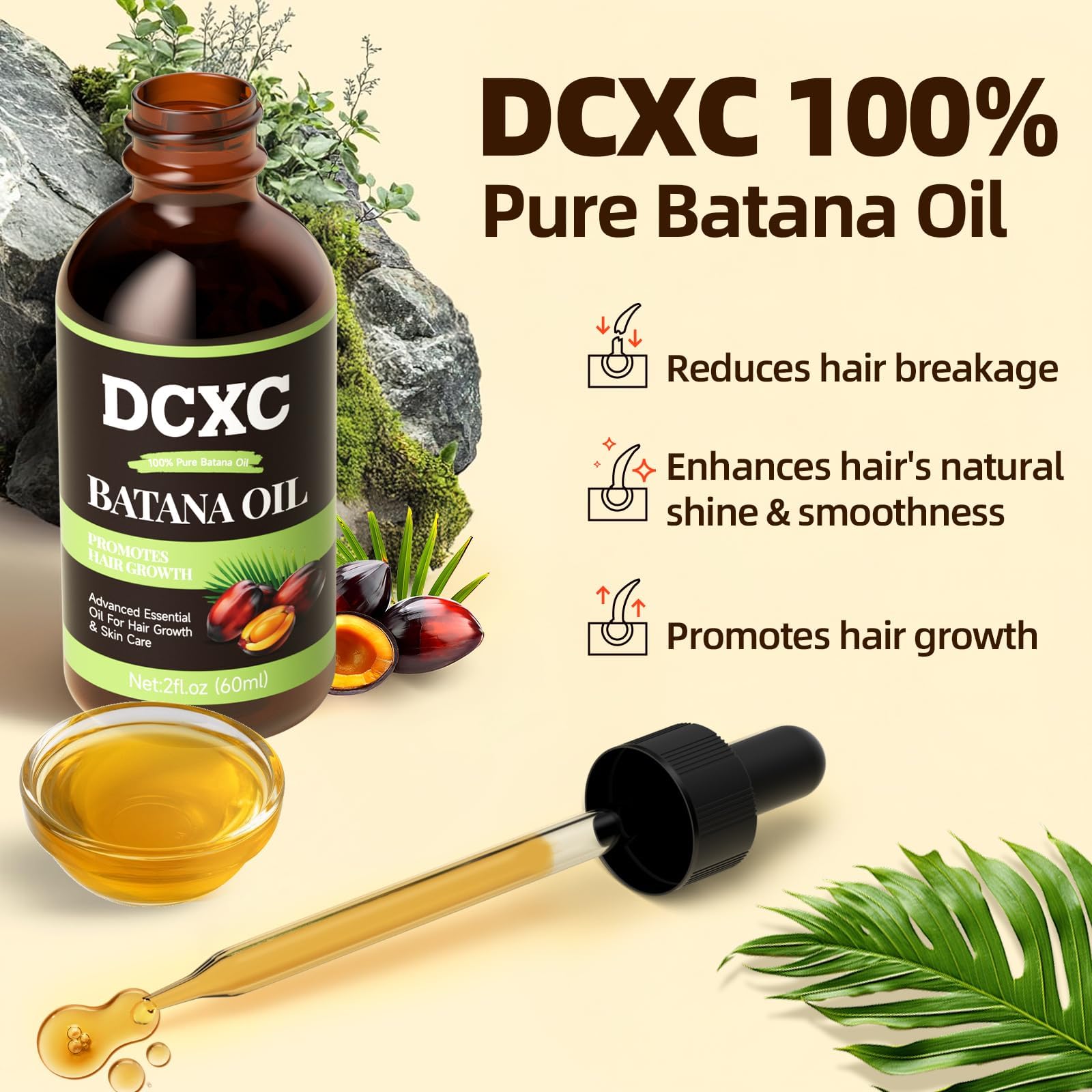 DCXC Batana Oil dropper releasing nourishing oil for conditioning.