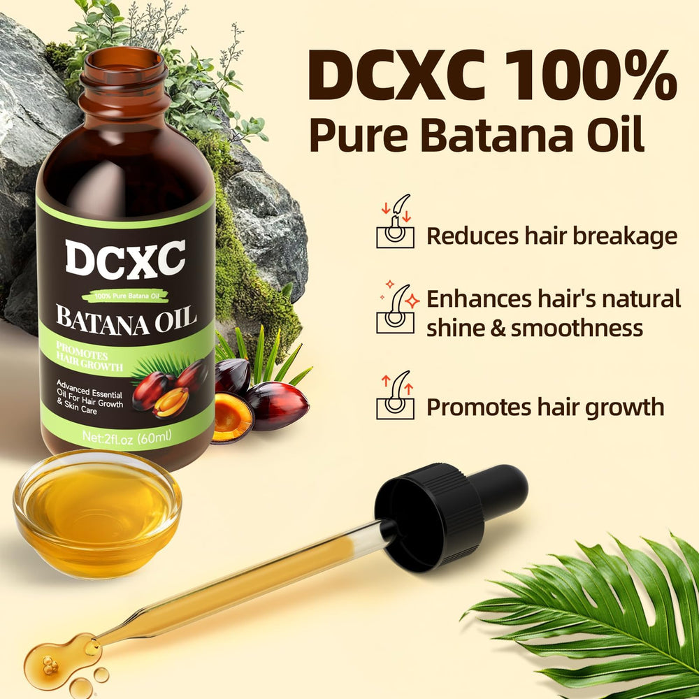 DCXC Batana Oil dropper releasing nourishing oil for conditioning.