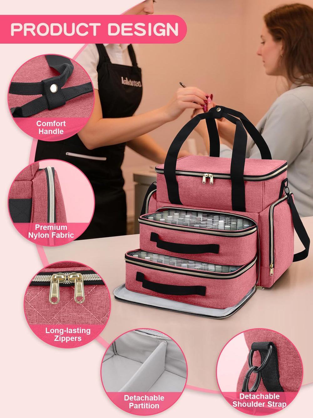 DD DEVILLI organizer shows adjustable dividers for secure bottle storage.