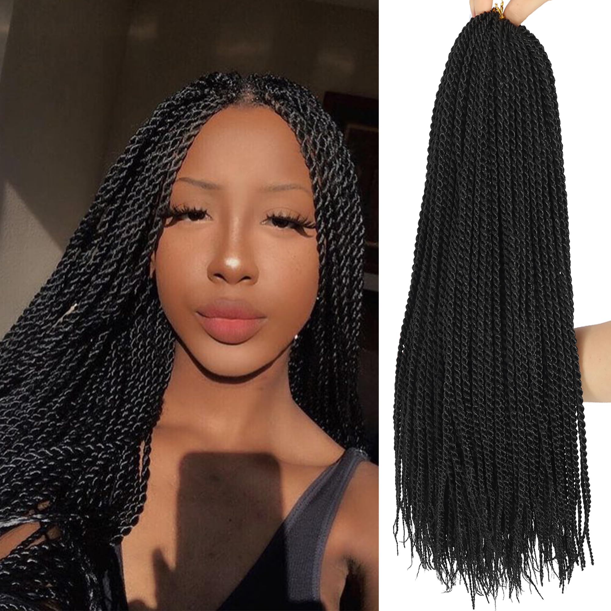 DDvation Senegalese Twist crochet hair 14-inch 1B full-head natural look