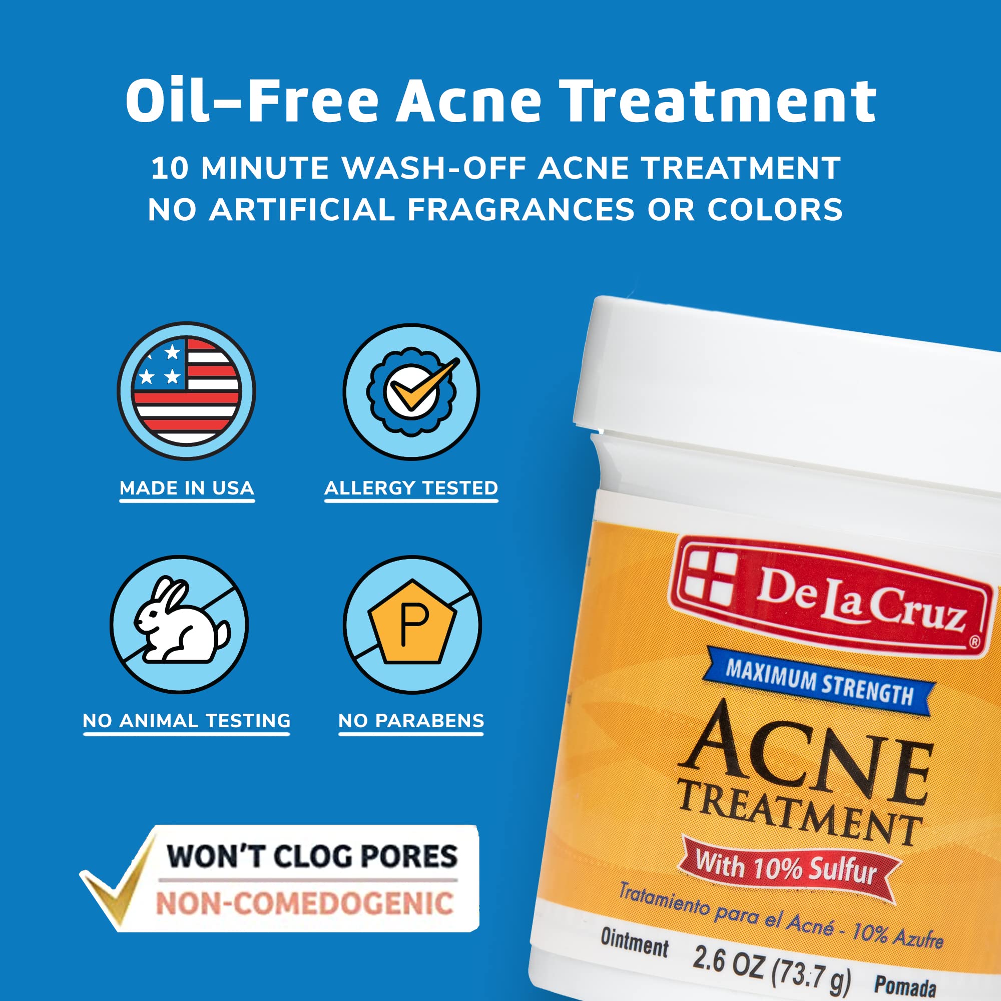 Applying De La Cruz 10% sulfur ointment as a spot treatment.