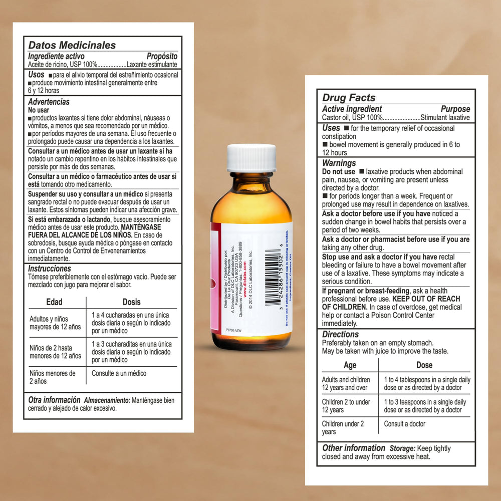 De La Cruz Castor Oil bottle with three-pack packaging