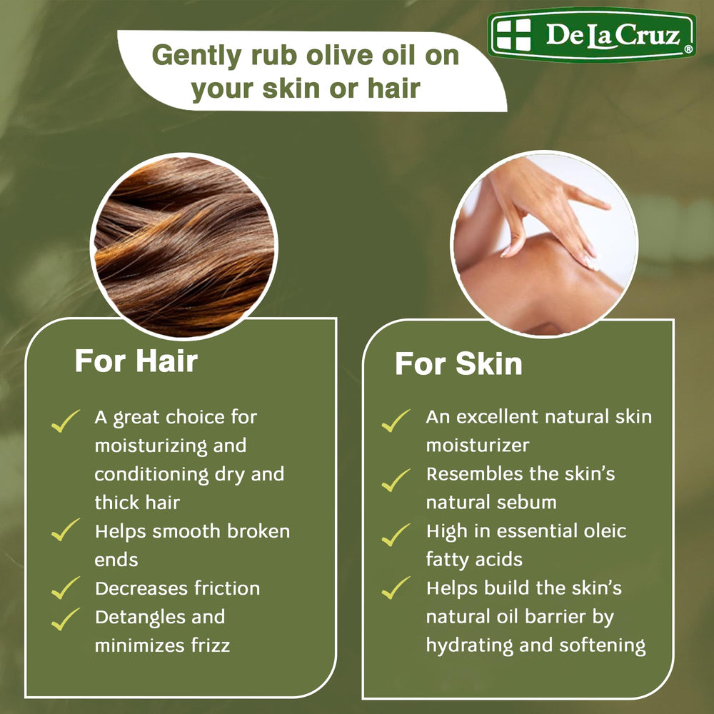 De La Cruz Pure Olive Oil hair application on length and ends