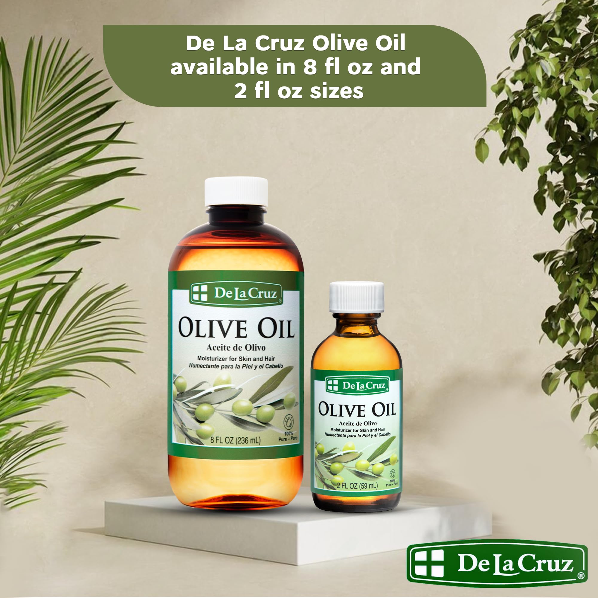 De La Cruz Pure Olive Oil close-up texture shows smooth oil