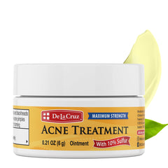 De La Cruz sulfur ointment travel size bottle for on-the-go acne care.
