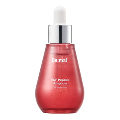 De Maf EGF peptide ampoule bottle closeup highlighting premium packaging and elasticity support