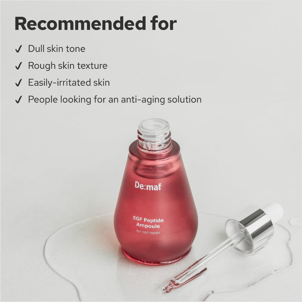 De Maf EGF peptide ampoule after-use glow on skin