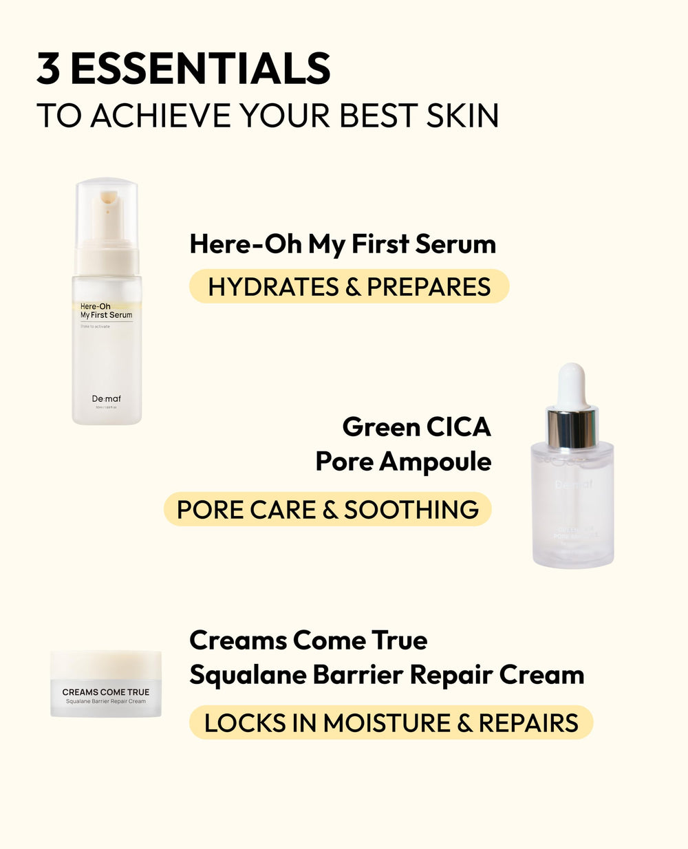 De:maf Green CICA Pore Ampoule bottle soothes skin and helps refine pores.