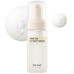 De:maf Here-Oh My First Hydrating Serum bottle with pump close-up for easy daily use