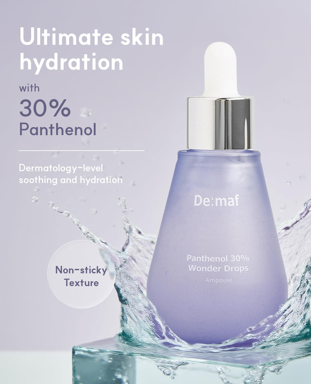 De:maf Panthenol 30% Wonder Drops packaging signals premium soothing care.