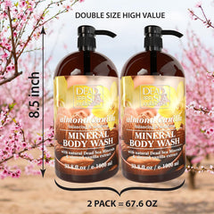Close-up of Dead Sea Collection Almond Vanilla label highlighting premium minerals.
