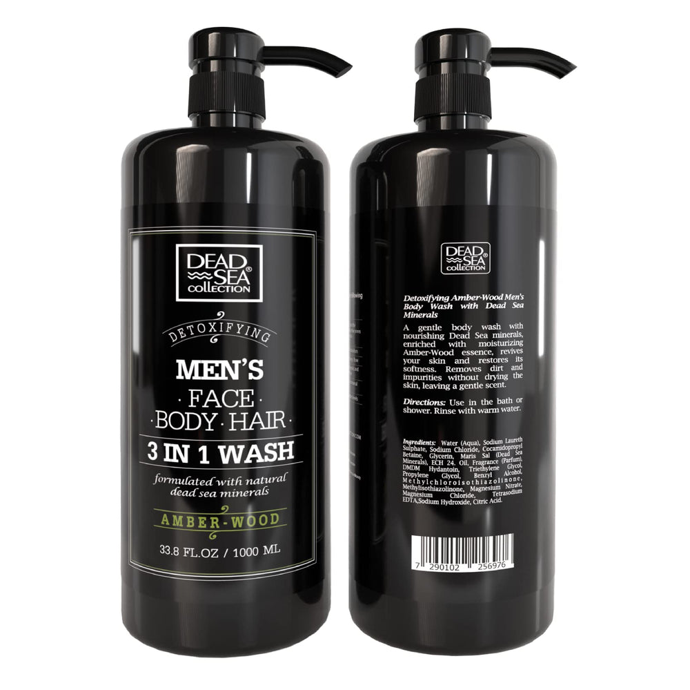 Dead Sea Collection Amber Wood shower gel after use leaves soft, lightly scented skin.