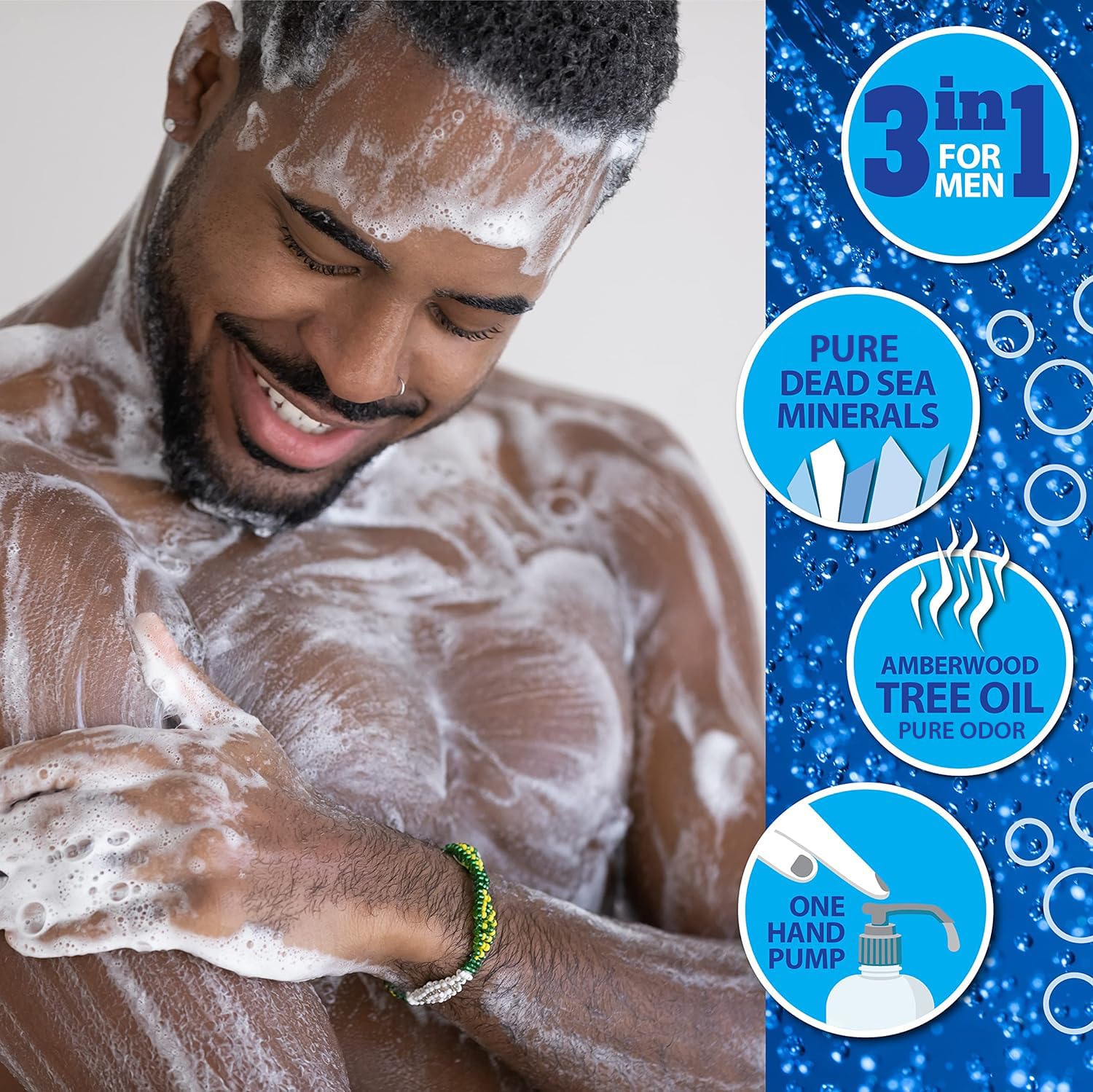 Dead Sea Collection Amber Wood packaging close-up highlights premium male care.