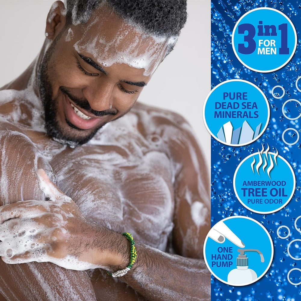 Dead Sea Collection Amber Wood packaging close-up highlights premium male care.