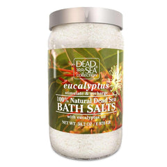 Dead Sea Collection bath salts with eucalyptus jar close-up for spa-like relaxation