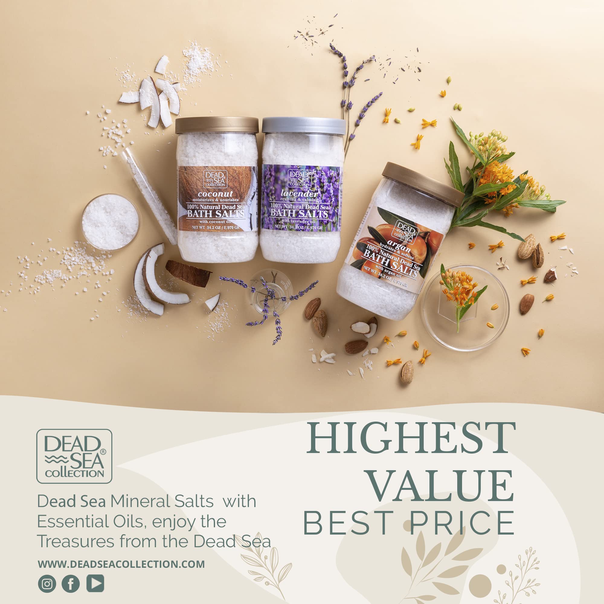 Dead Sea Collection bathroom scene promoting a soothing at-home bath