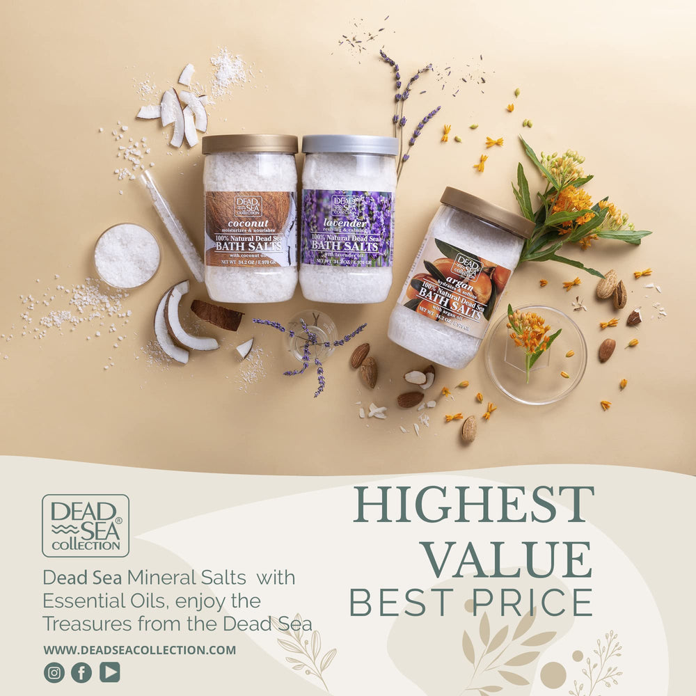 Dead Sea Collection bathroom scene promoting a soothing at-home bath