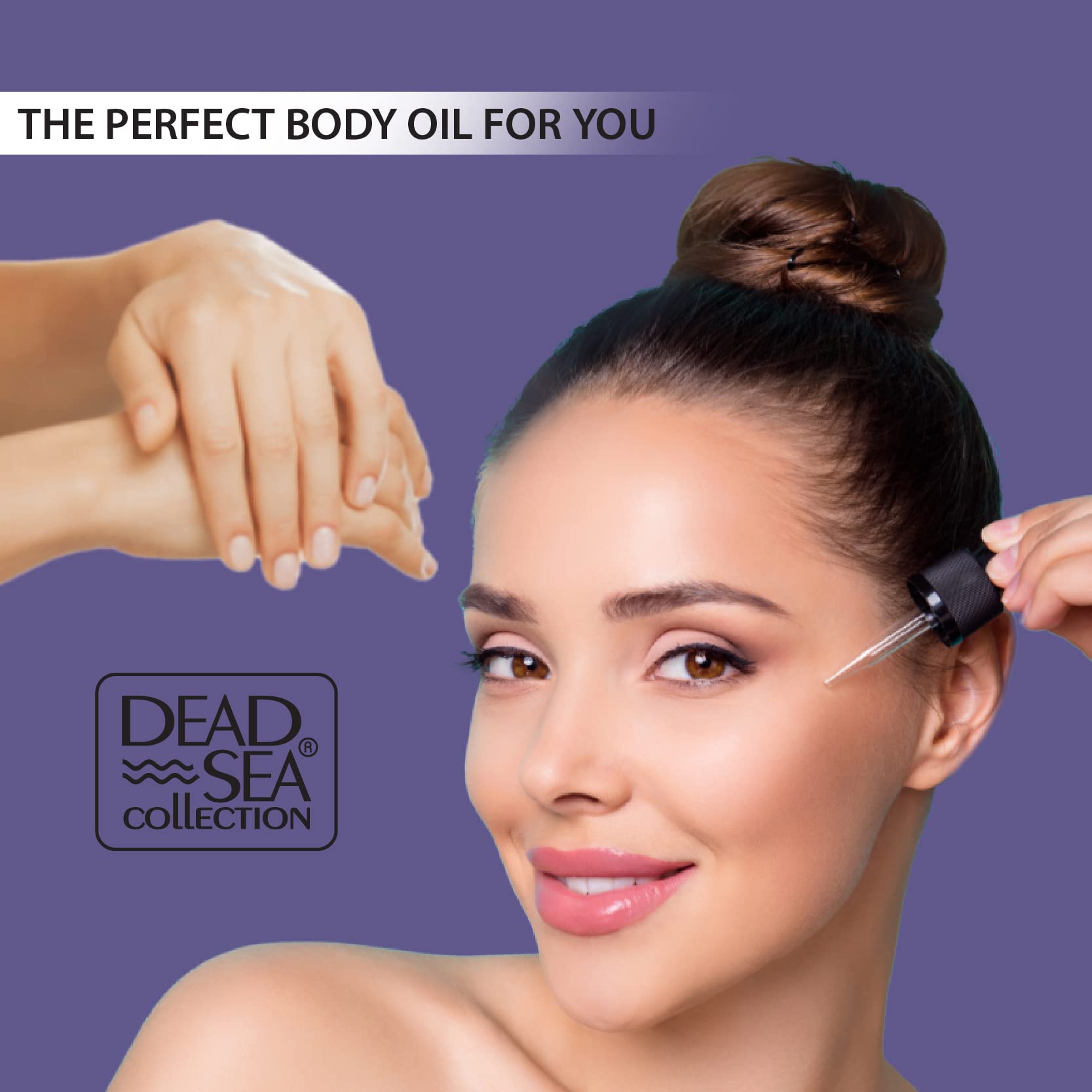 Texture of Dead Sea Collection body oil spreading smoothly on skin.
