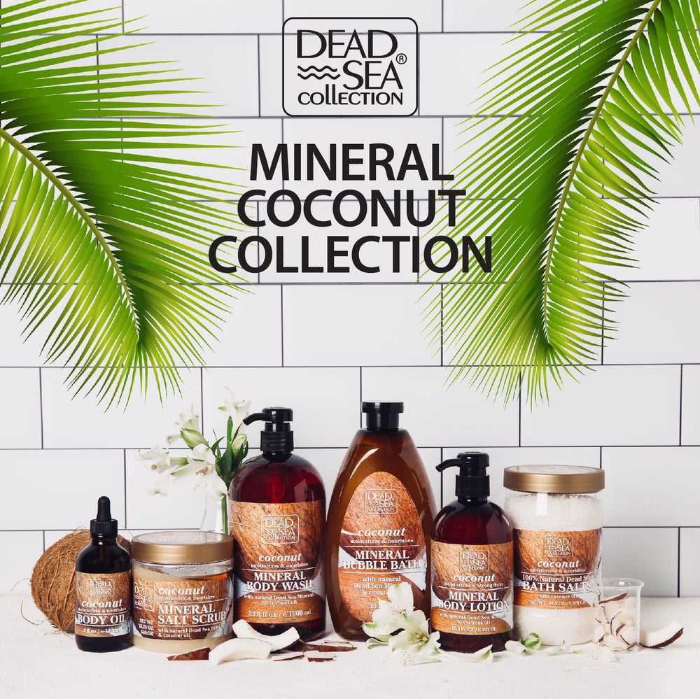 Dead Sea Collection bottle pump closeup shows convenient one-hand dispensing.