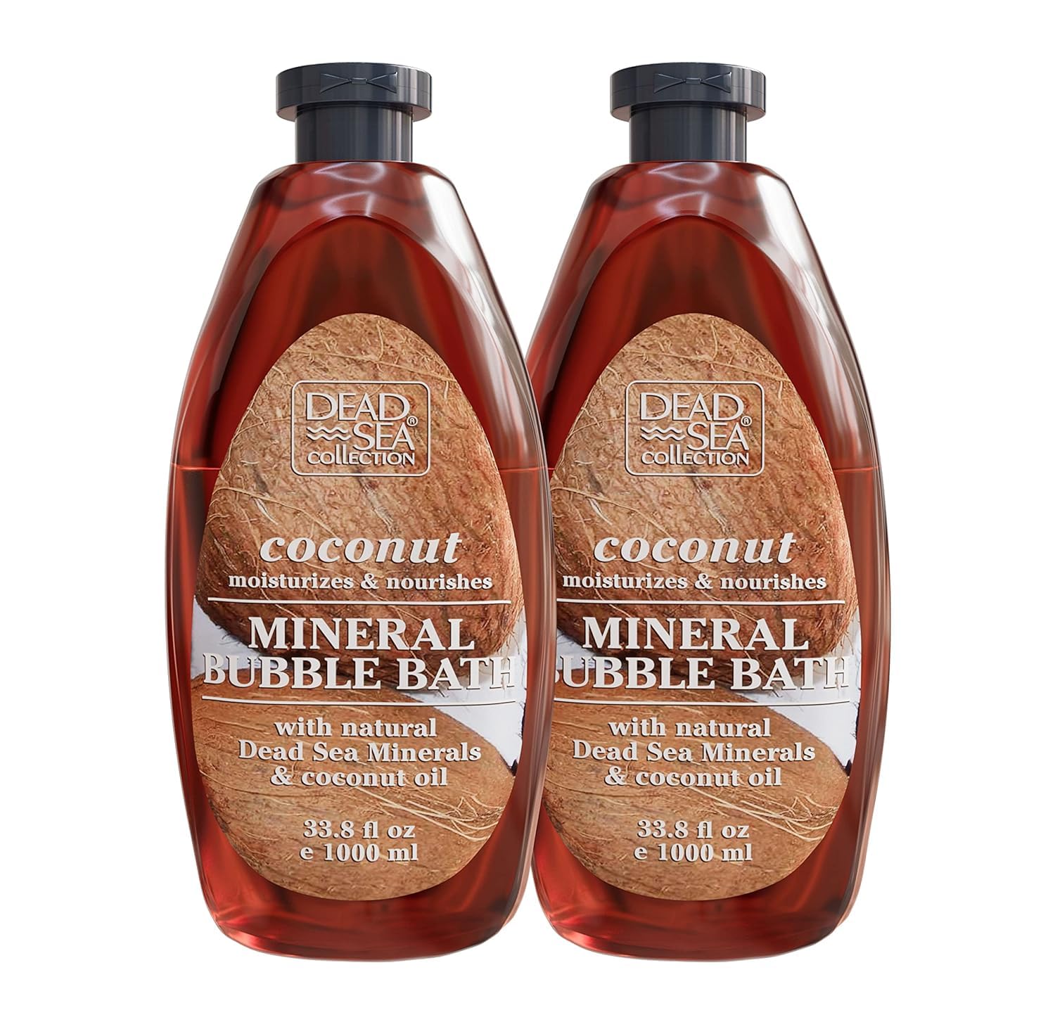 Dead Sea Collection bubble bath bottle with coconut oil for moisturized skin.