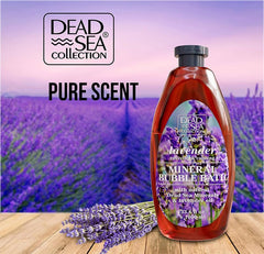 Dead Sea Collection Lavender Bubble Bath foam demonstrates rich, relaxing lather.