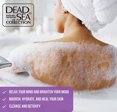 Dead Sea Collection Lavender Bubble Bath label emphasizes Dead Sea minerals for nourishment.