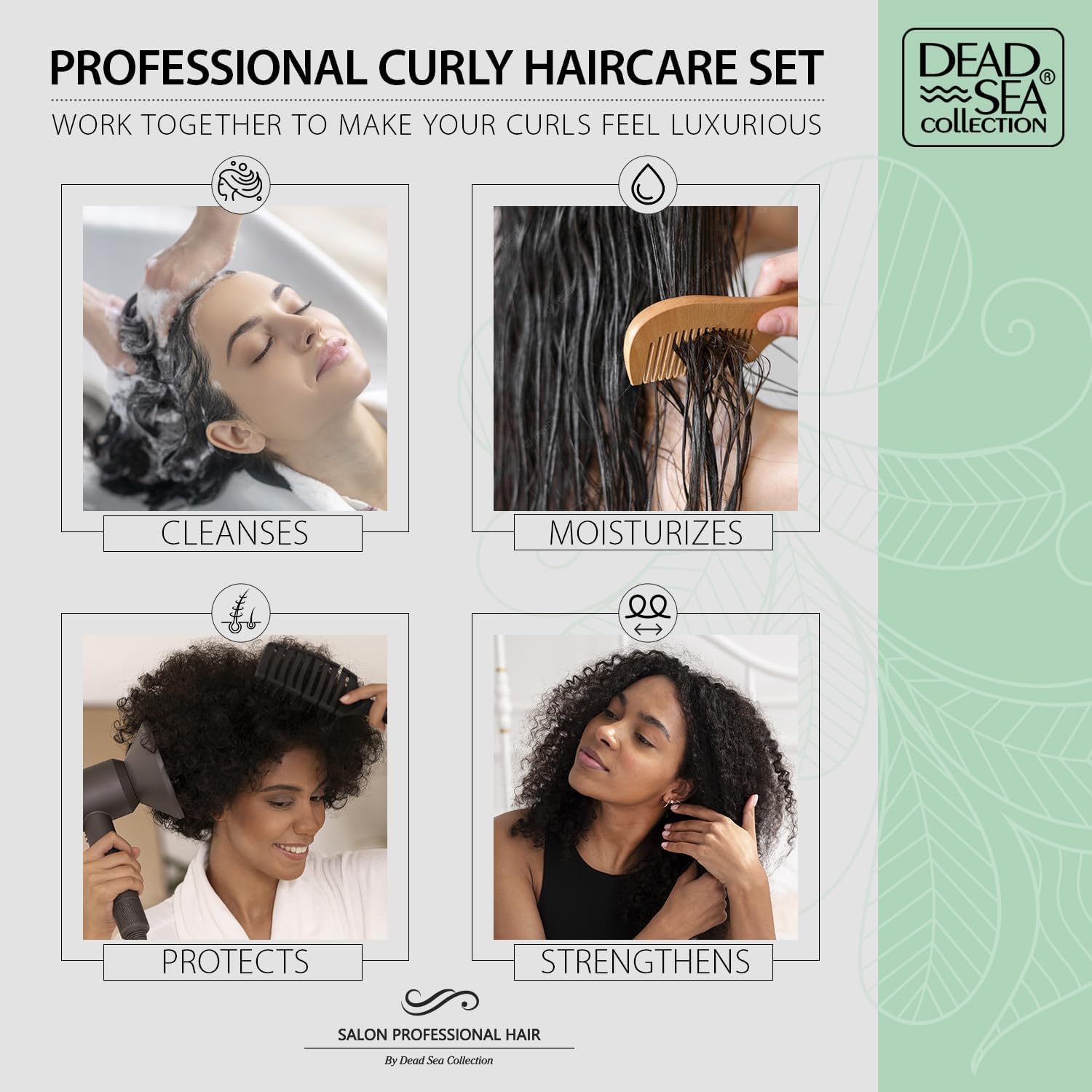Dead Sea Collection conditioner bottle with pump for manageable curls.