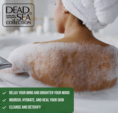 Dead Sea Collection hemp seed oil bottle shown for soothing skincare benefits.