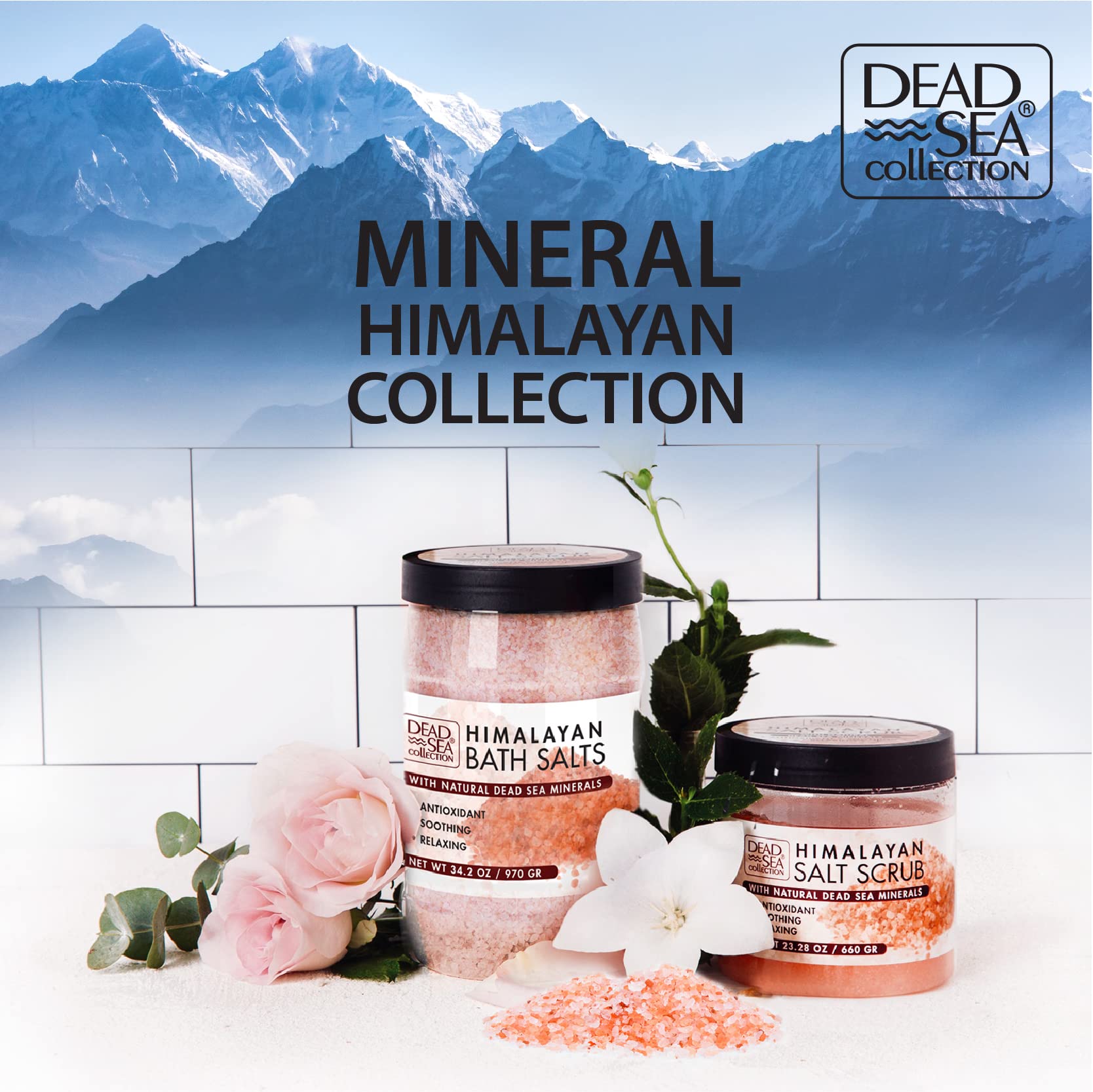 Dead Sea Collection eco packaging emphasizing recyclable jars.