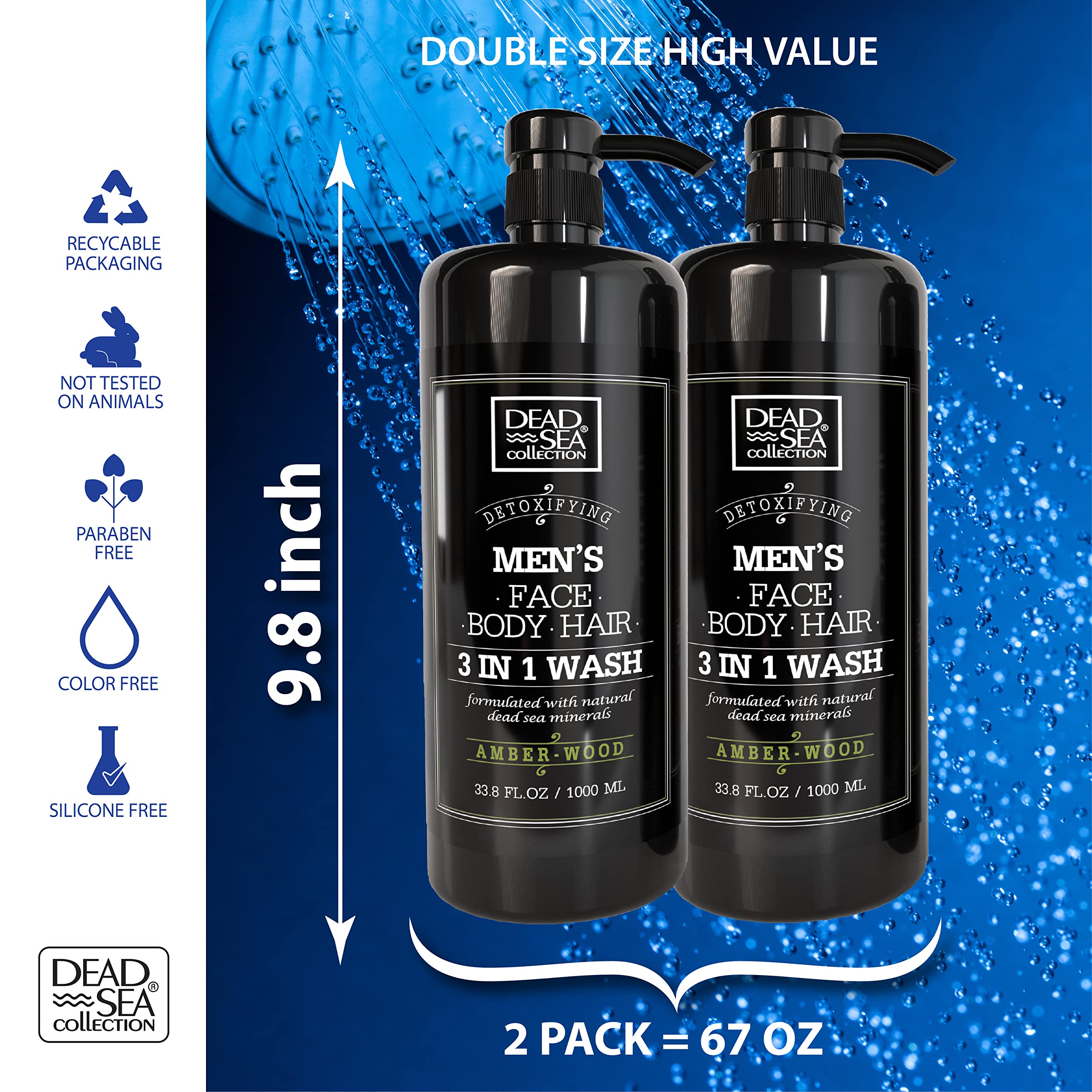 Dead Sea Collection Amber Wood two-pack box emphasizes convenience and value for grooming.
