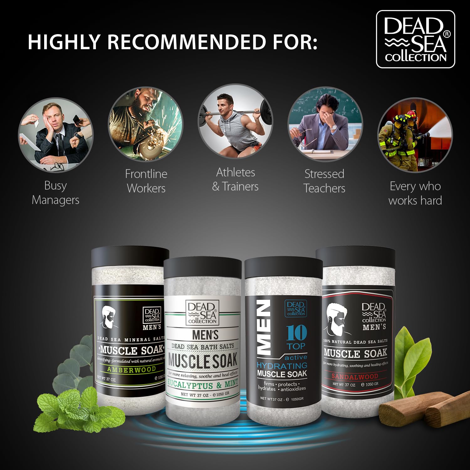 Dead Sea Collection mineral-rich salt crystals closeup communicates authentic Dead Sea minerals.