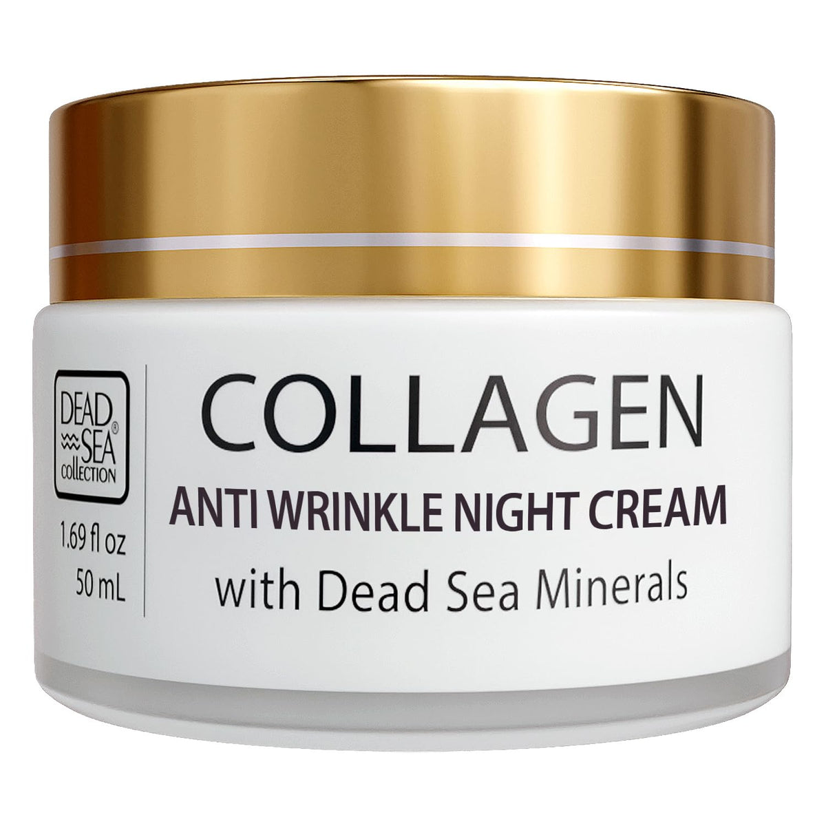 Dead Sea Collection night cream jar closeup showing mineral-rich formula