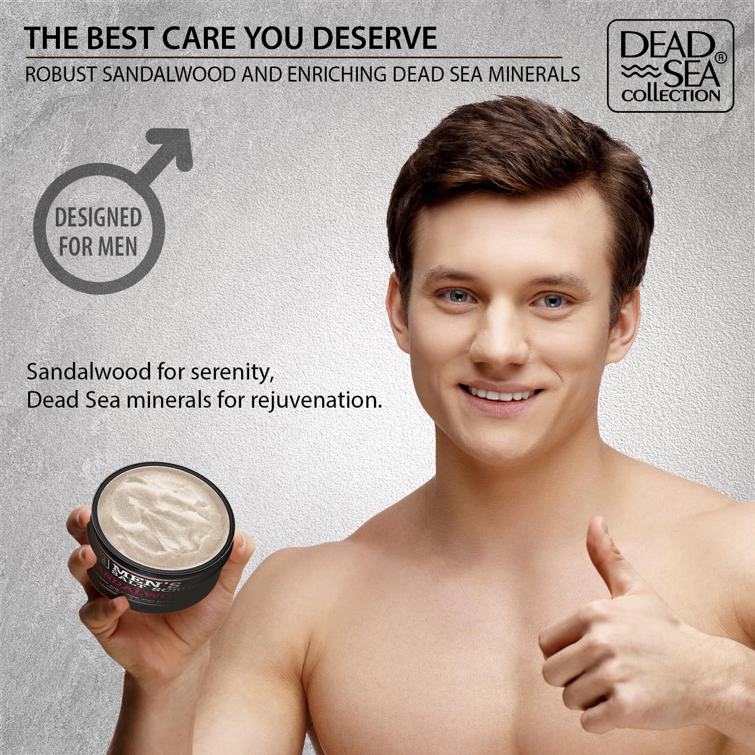Dead Sea Collection recyclable jar on shelf, emphasizing eco-friendly packaging.