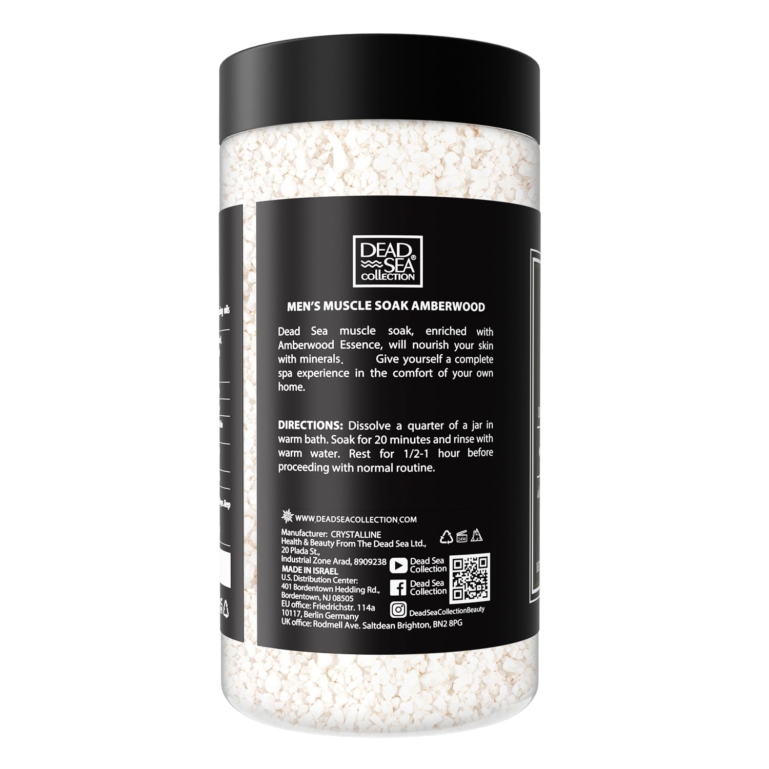 Dead Sea Collection salt granules in hand showing easy measuring and relaxation