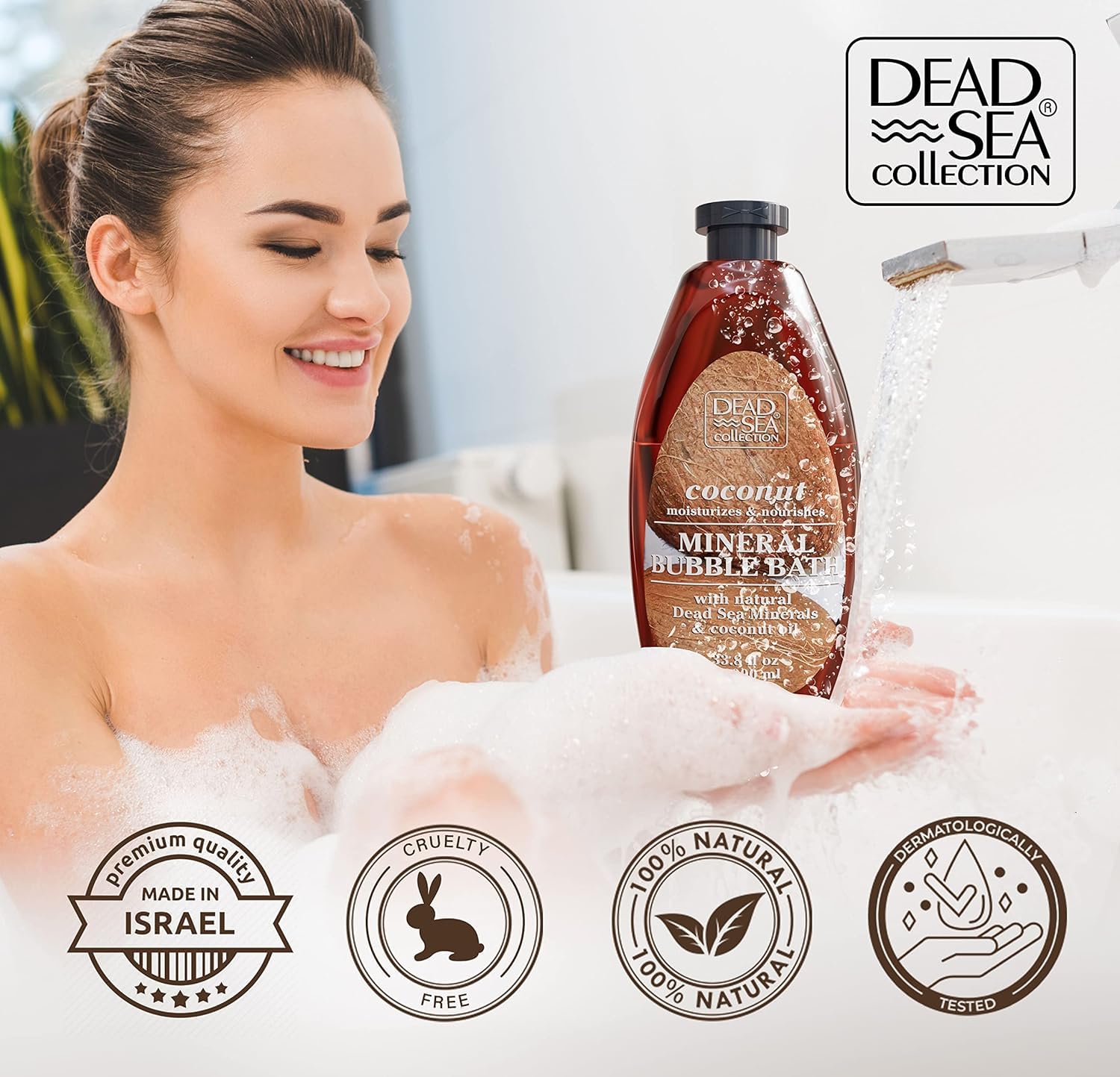 Dead Sea Collection spa setup in a calm bathroom scene.