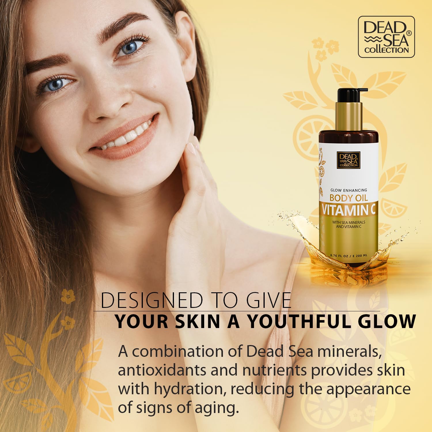 The oil's lightweight texture of Dead Sea Collection Vitamin C Body Oil for quick absorption.