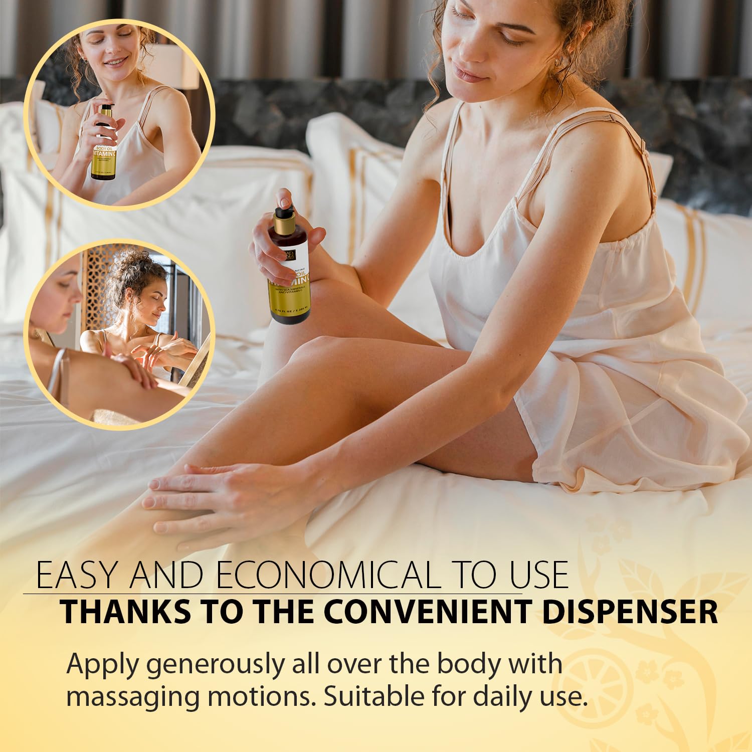 Subtle fragrance in Dead Sea Collection Vitamin C Body Oil enhances daily skincare routine.