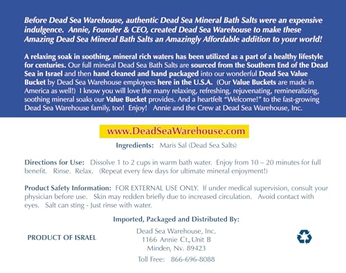 Dead Sea Warehouse Amazing Minerals Bath Salts crystals highlight mineral richness for a premium soak.