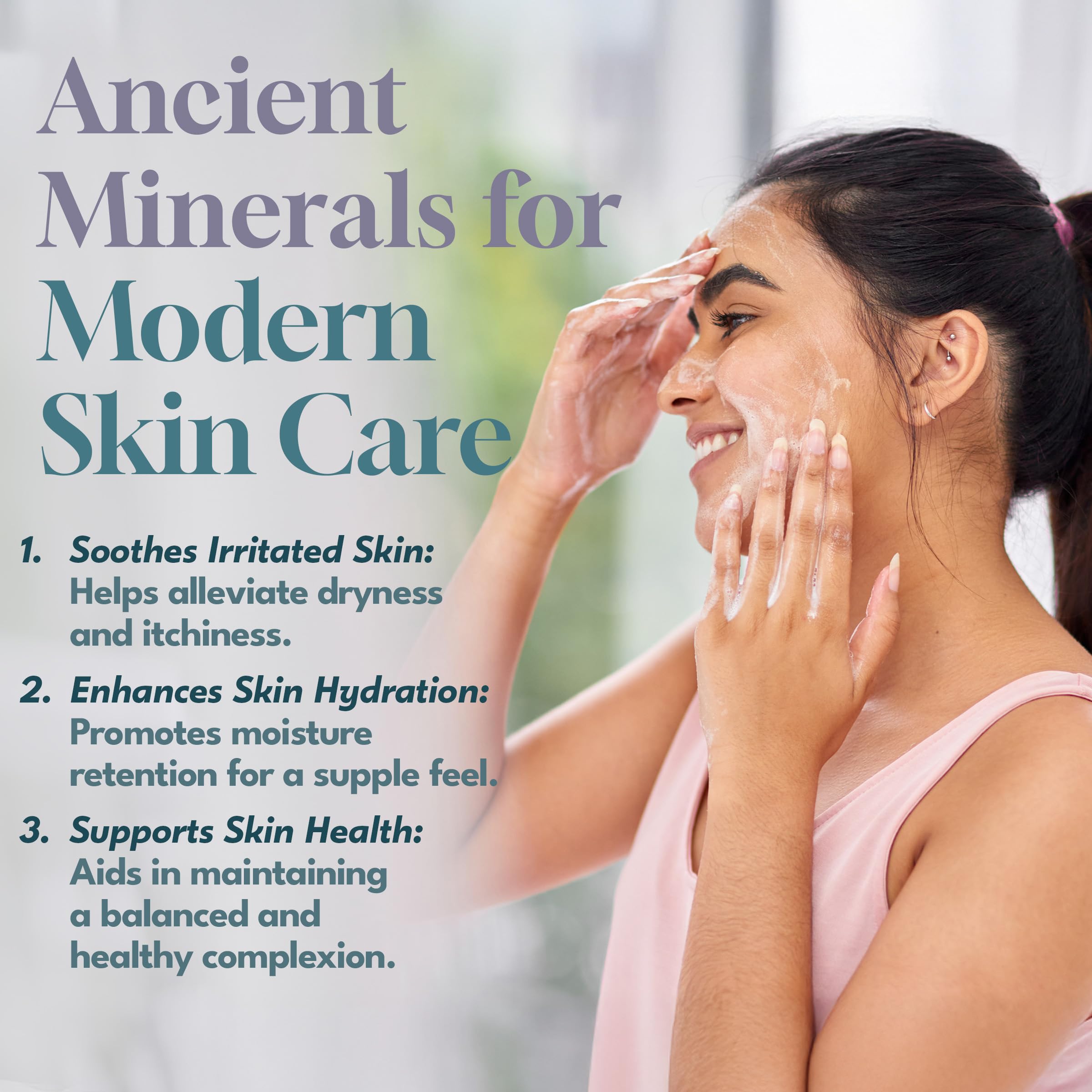 Dead Sea Warehouse COMBO bar mineral salt visuals show cleansing in daily routines.