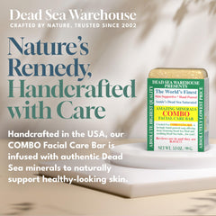 Dead Sea Warehouse COMBO bar unwrapped reveals unscented facial cleanser for all skin types.