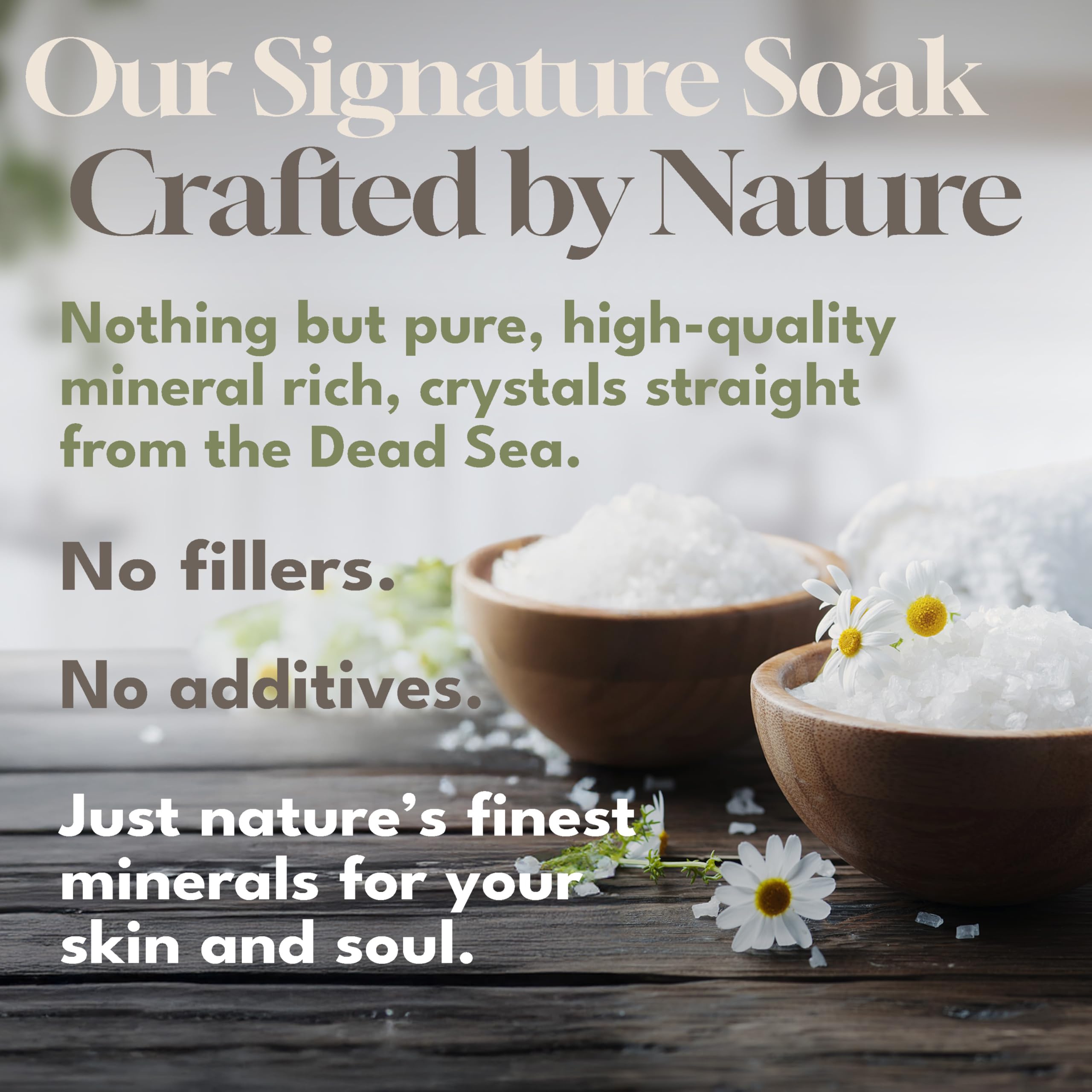 Dead Sea Warehouse salts for hydration and skin softening during a bath.